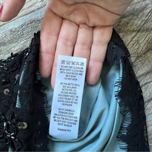 Adrianna Papell Eyelet Lace, Beaded and Sequin Details, Black Blue, Size US 12 - Picture 7 of 12